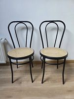 Lot de 2 chaises bistrot style avec assise effet cannage