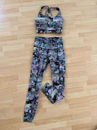 Lululemon set leggings bra abstract print size S