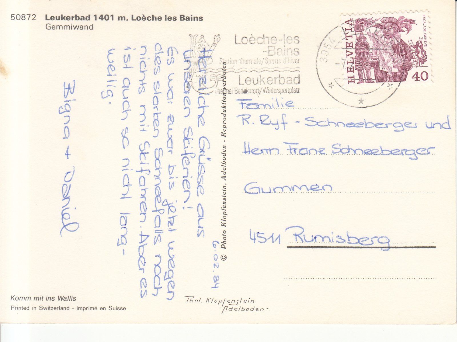 Cartoline postali: Leukerbad 1984 – Usato da Bürglen TG venduto da StampGraf 1