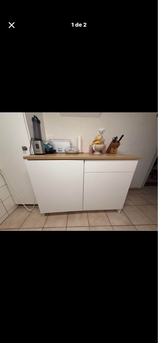 Ikea Buffets: White Sideboard with Oak Top good condition – D'occasion à Baar par luc_6ddm