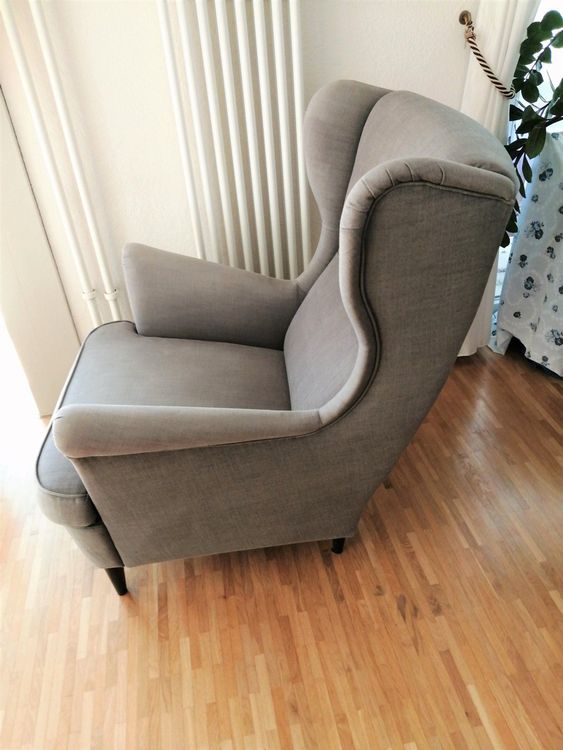 IKEA STRANDMON Ohrensessel grau + Hocker Kaufen auf Ricardo