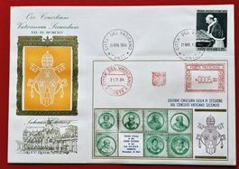 VATIKAN DEKORATIV VIGNETTE MIT WERTSTEMPEL BRIEF GEST. 1964