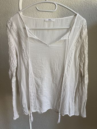 Chemisier blanc broderie Mango, t. S/36