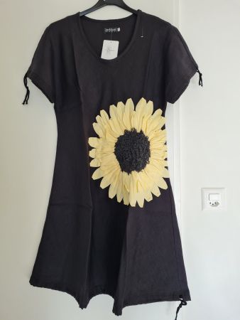 SOMMER KLEID LEINEN SCHWARZ GR.42 SONNENBLUME