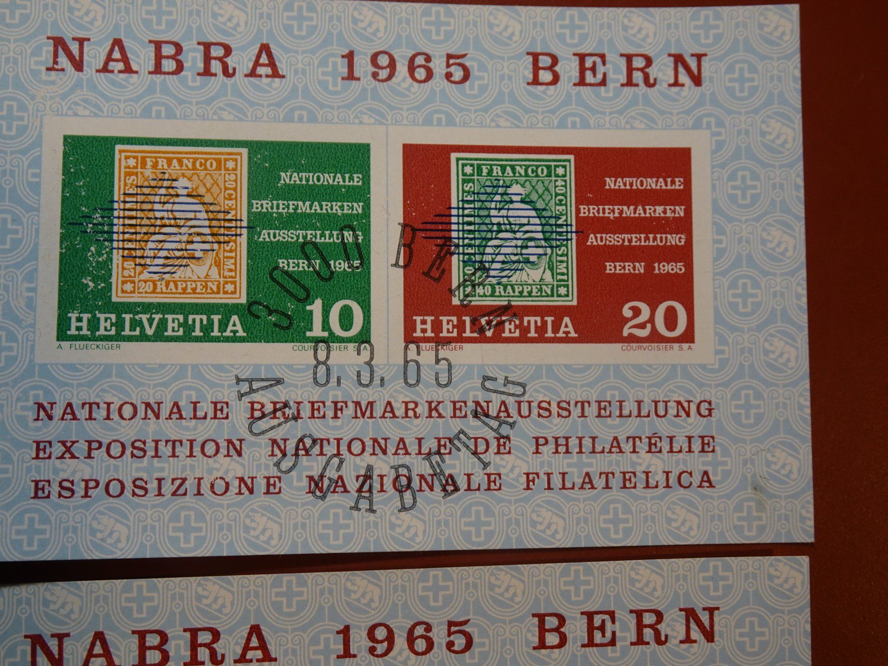 Tutti i francobolli: 1965, 2 BLOCKS NABRA BERN, POSTFISCH + ERSTTAG – Nuovo (secondo la descrizione) da Eschenbach SG venduto da eDaisy 1