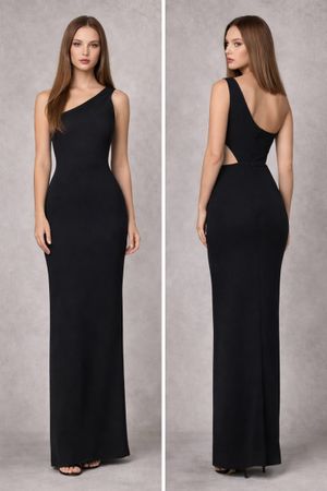 Solace London Black Evening Dress, Size 36, Asymmetric 49