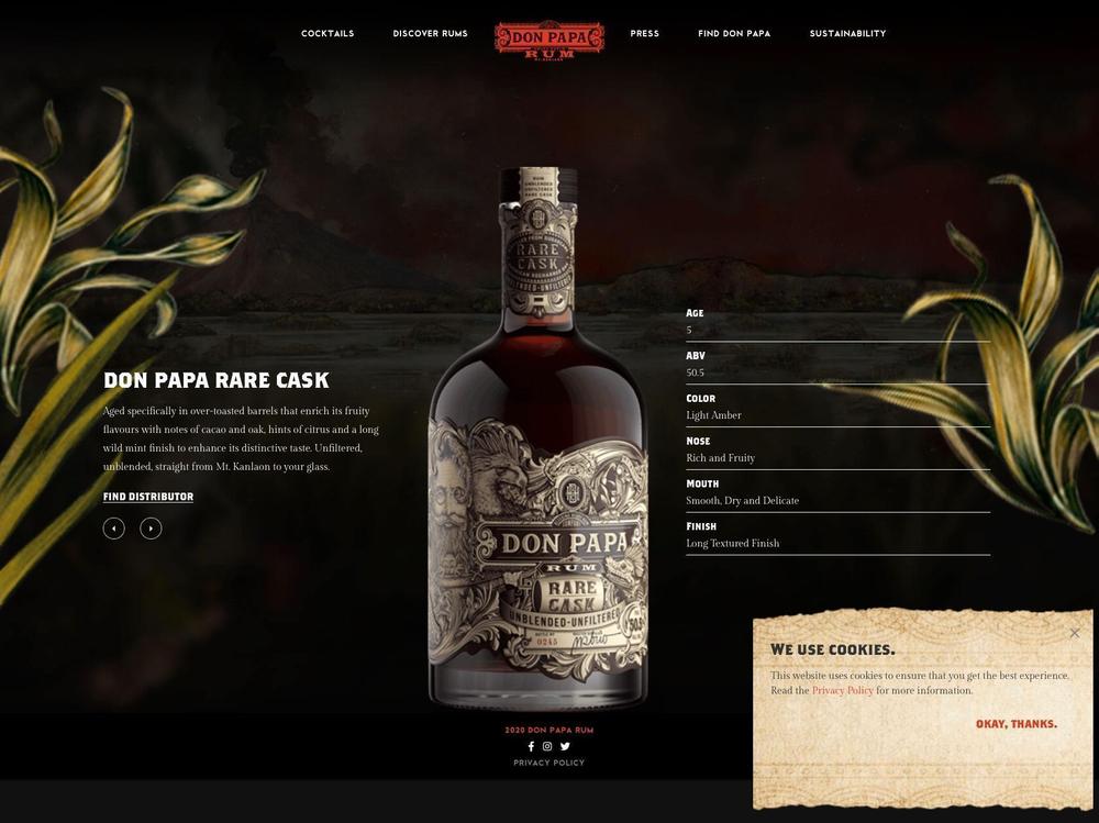 DON PAPA RARE CASK UNBLENDED UNFILTERED 101 PROOF RHUM DELLE FILIPPINE