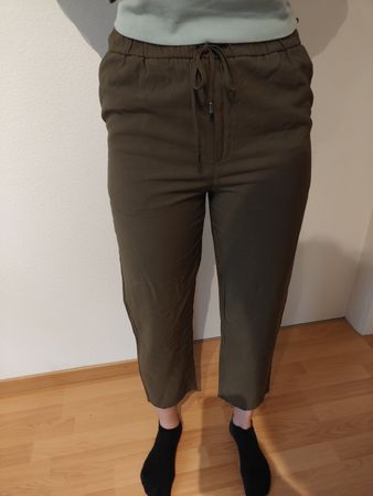 Damen Hose olivgrün mit Tunnelzug elastischer Bund 