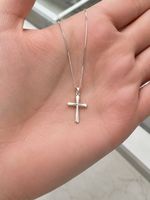 Kettenanhänger Anhänger, Kreuz, 9Kt 375 Weißgold mit kette s
