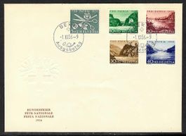 1956, B76-80 Serie auf illustr./unadr.FDC gest. BERN (15842)