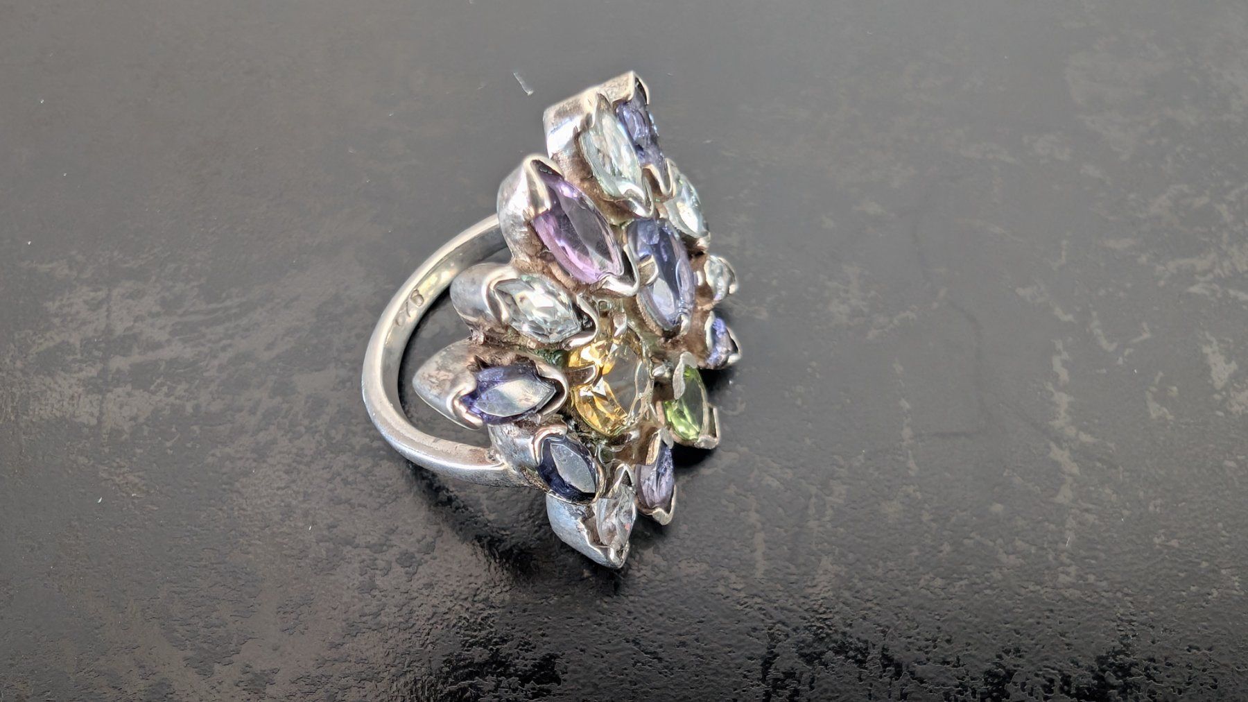 Anelli: Prächtiger Sterling-Silber-Ring mit bunten Steinen – Usato da Egg b. Zürich venduto da leroy711 3