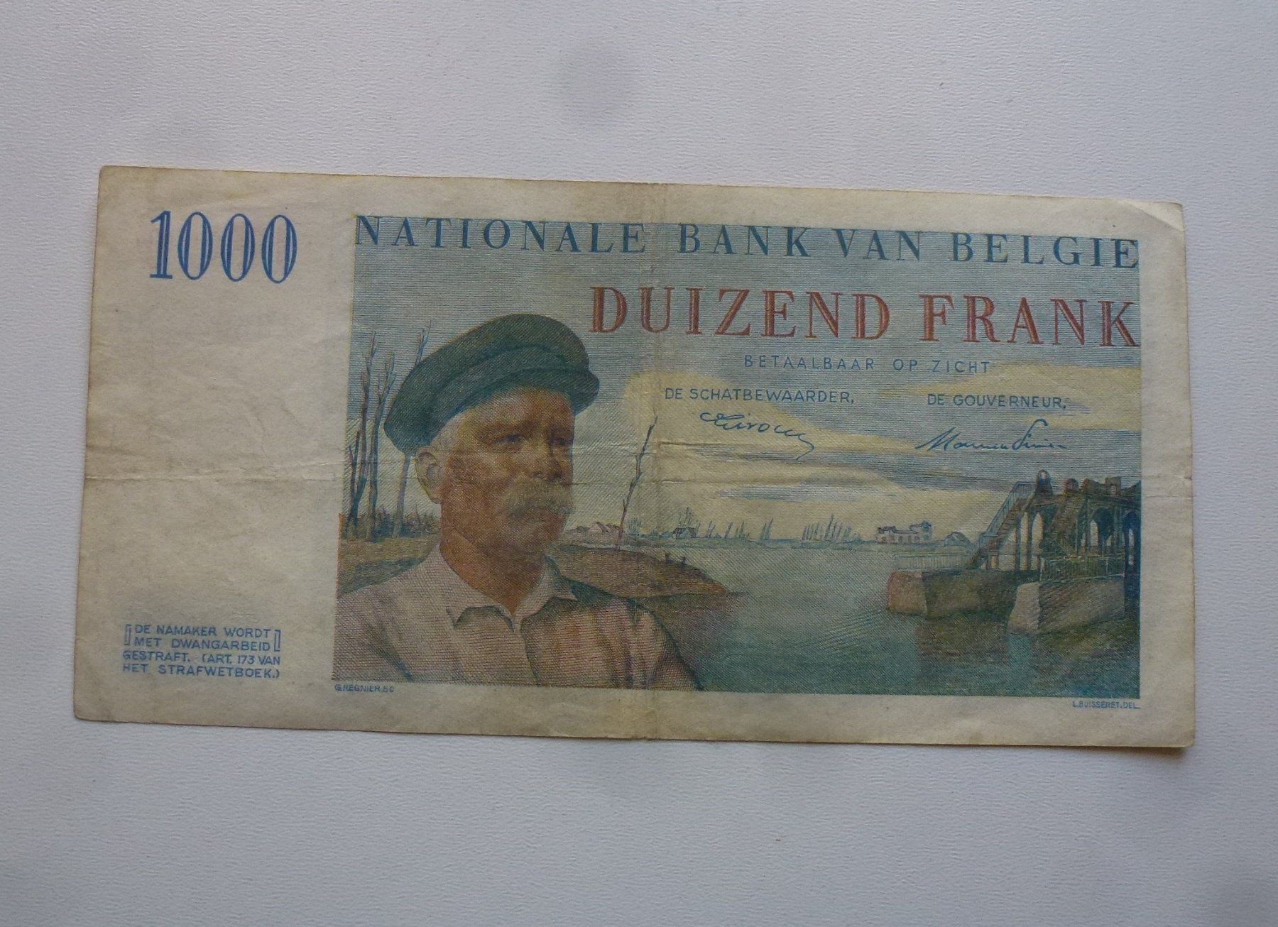 Banknoten: Belgien ++ 1000 Francs 19.07.1950 – Gebraucht aus Walkringen von Casablanca777 1