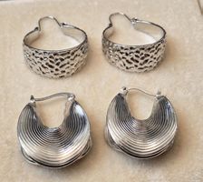 Set di 2 paia di orecchini a cerchio color argento