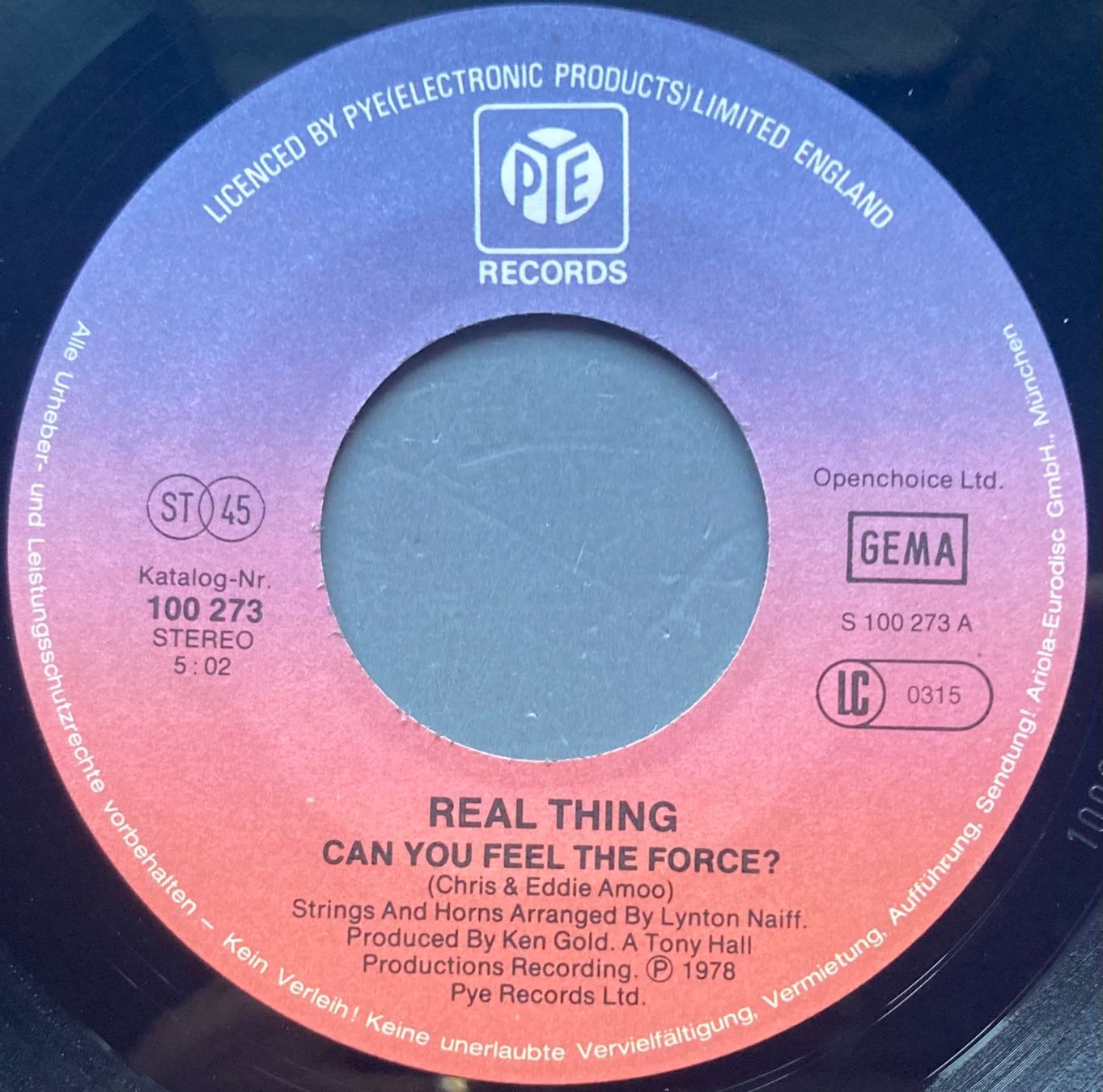 Dischi in vinile: REAL THING - CAN YOU FEEL THE FORCE – Usato da Poliez-Pittet venduto da Newtown-Records 2