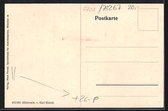 Cartoline postali: sign. Hans Pernat: Aach / Hegau, Ortsans – Usato da Berlin venduto da bartko-reher 1