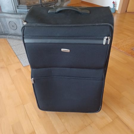 Reisekoffer, gross , schwarz von Titan mit Rollen , Griff