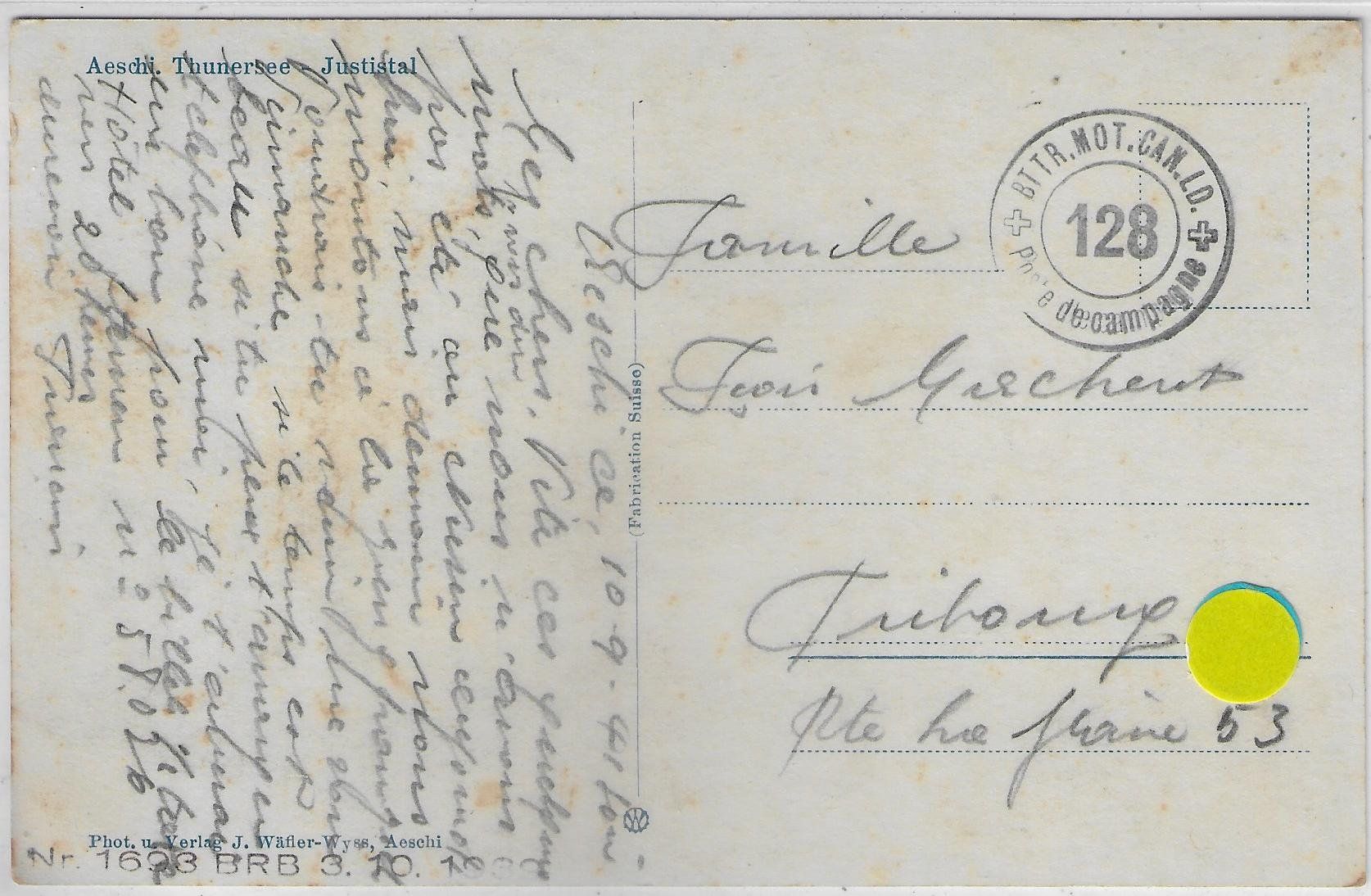 Cartoline postali: Aeschi - Thunersee - Justital – Usato da Ettingen venduto da Kartenplanet 1