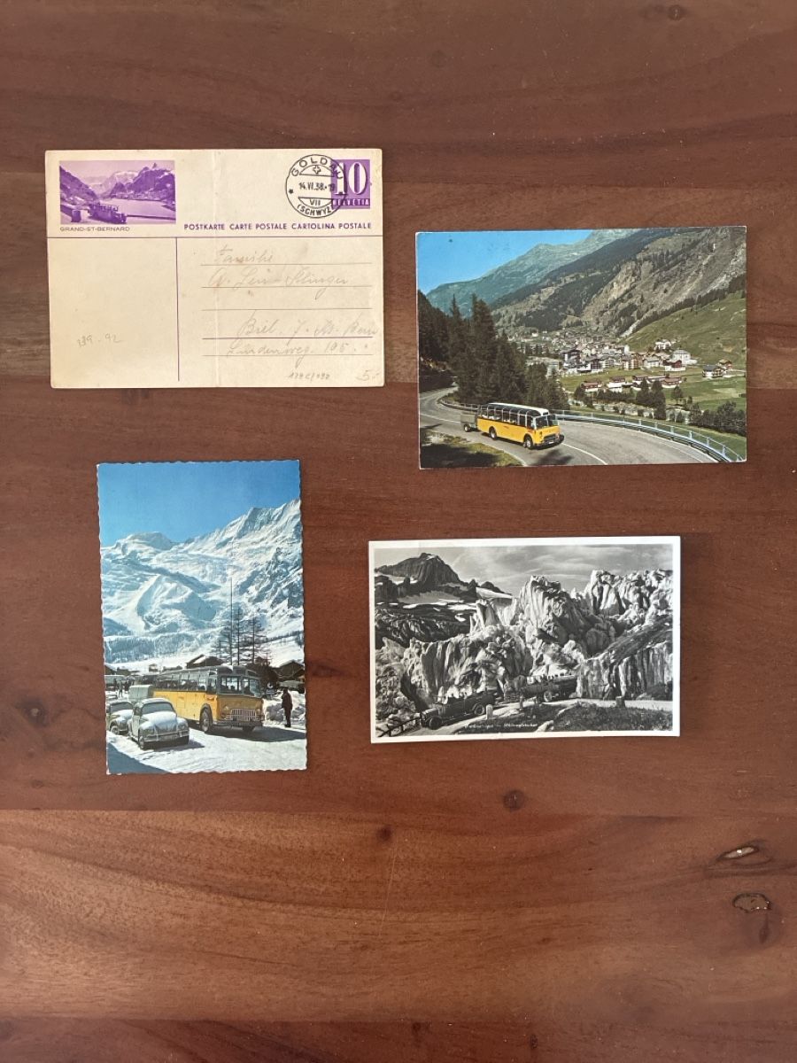 Cartoline postali: 9 Ansichtskarten Schweiz von Postautos Kt. Wallis – Usato da Oftringen venduto da Cla.vD.74 2