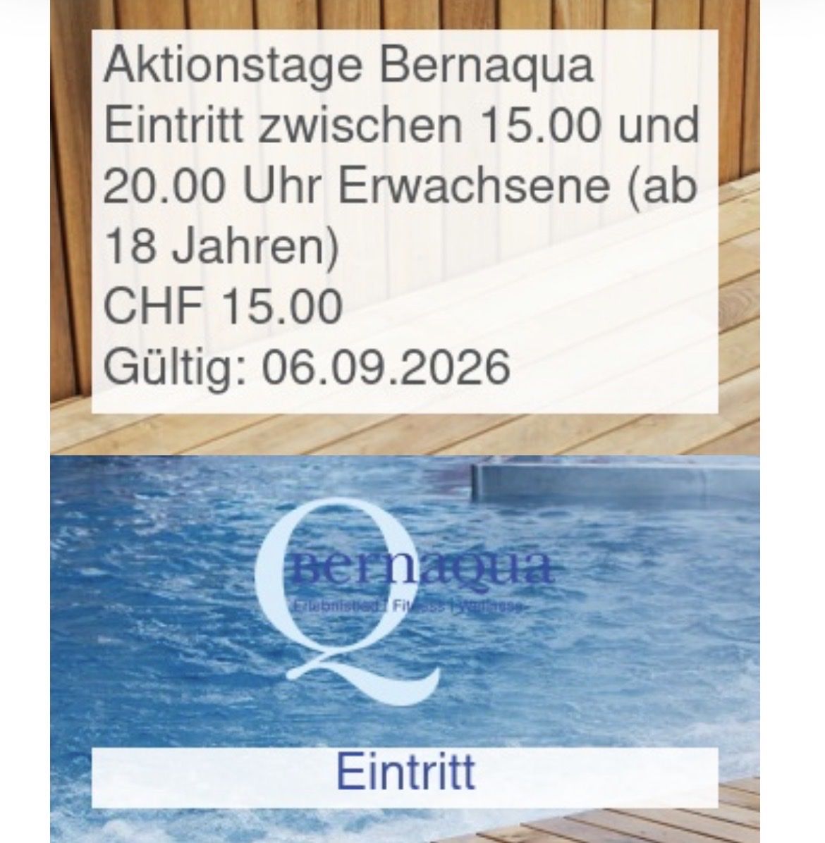 Billets: 2 Bernaqua Westside Eintritte am 6.9.2026 – Neuf avec emballage d'origine à Bolligen par Tarahumara