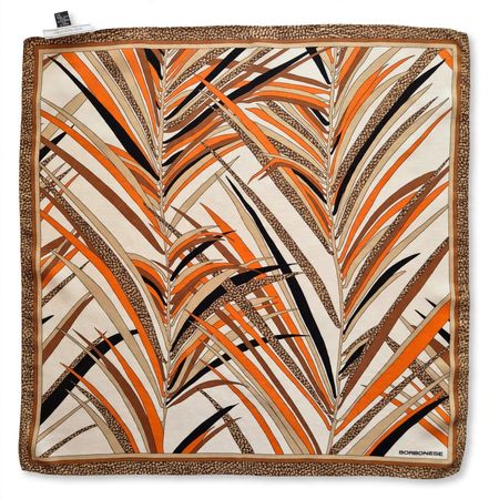 BORBONESE Seidentuch Damen 100% Seide 90x90 Palmen Beige