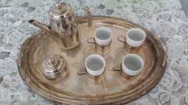 Vintage Mokka-/Kaffeeset versilbert mit Tognana-Porzellan (7