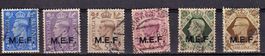 Brit. Militärpost, Los von 6 Briefmarken ⊙, KW € 1.80