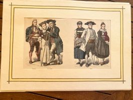 Costumes suisses anciens-Gravures originales rares!