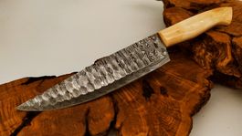 GEPRÜFT 1A Damast Messer Chefmesser Knife inkl. Lederscheide