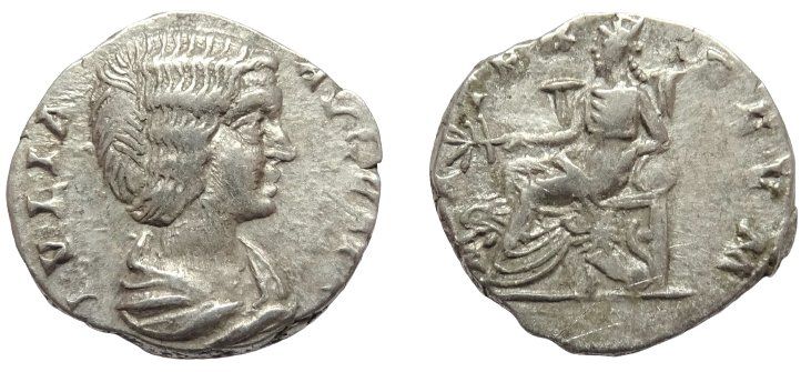 Tutti le monete: JULIA DOMNA silver denarius (205 AD). Mater Devm – Usato da La Sarraz venduto da classicworldcoins