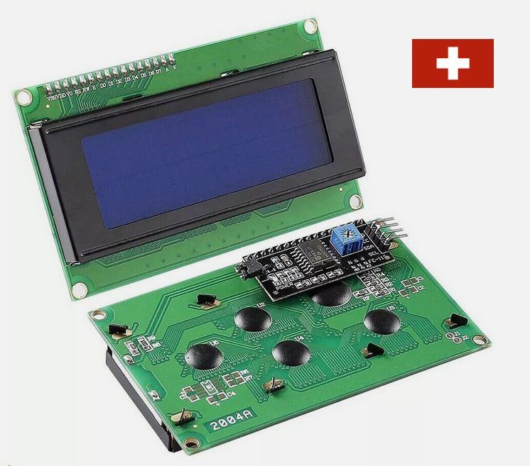 Componenti elettronici: LCD 2004 I2C Modul Display 20x4 Zeichen Beleuchtung Blau – Nuovo e nell'imballaggio originale da Münsterlingen venduto da Swissetronic