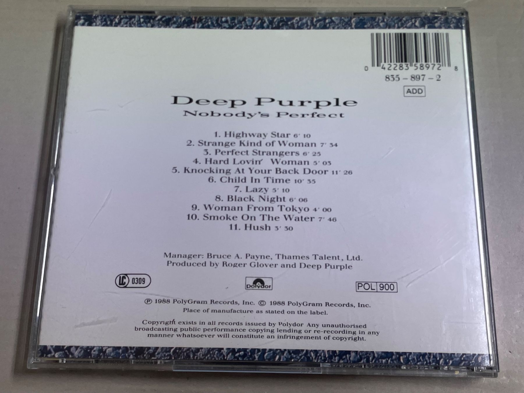 CD: Deep Purple - Nobody's Perfect – Usato da Muri b. Bern venduto da AdidasCollector 1