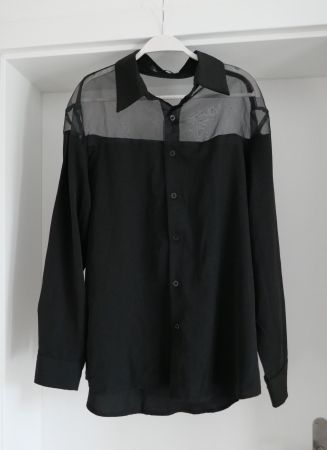 schwarze Bluse, Longbluse, Gr. M