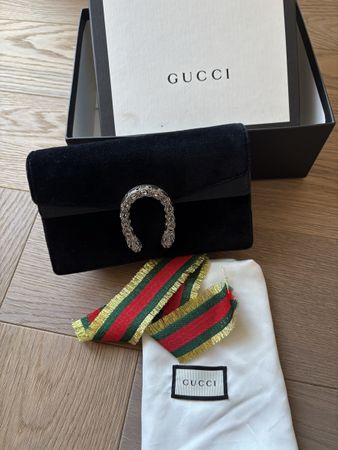 Gucci black velvet Super Mini Dionysus crossbody bag