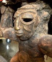 🌟XL Liege Afrika Bamileke 1930 Holz Bronze Muscheln Maske🌟