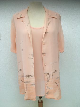Longbluse mit Top aus Viskose in apricot