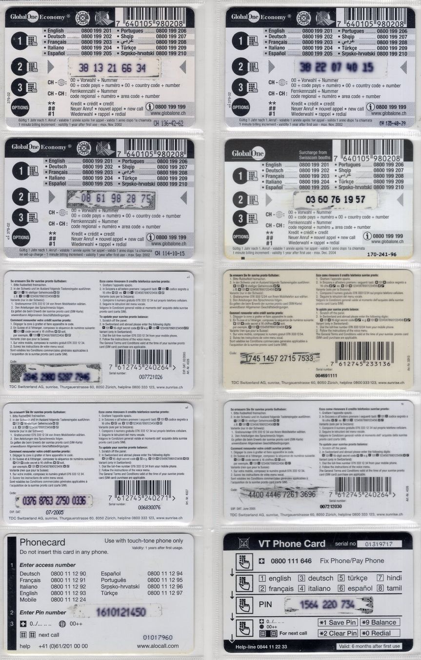 Schede telefoniche: 10 diverse Schweizer Prepaid Telefonkarten – Usato da Eglisau venduto da Chperfins 1