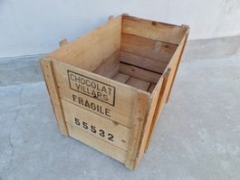 alte Holzkiste Kiste CHOCOLAT DE VILLARS FRIBOURG