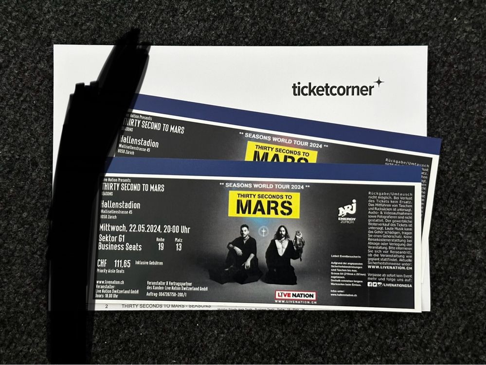 Tickets: Thirty Seconds to Mars (2X) | Kaufen auf Ricardo