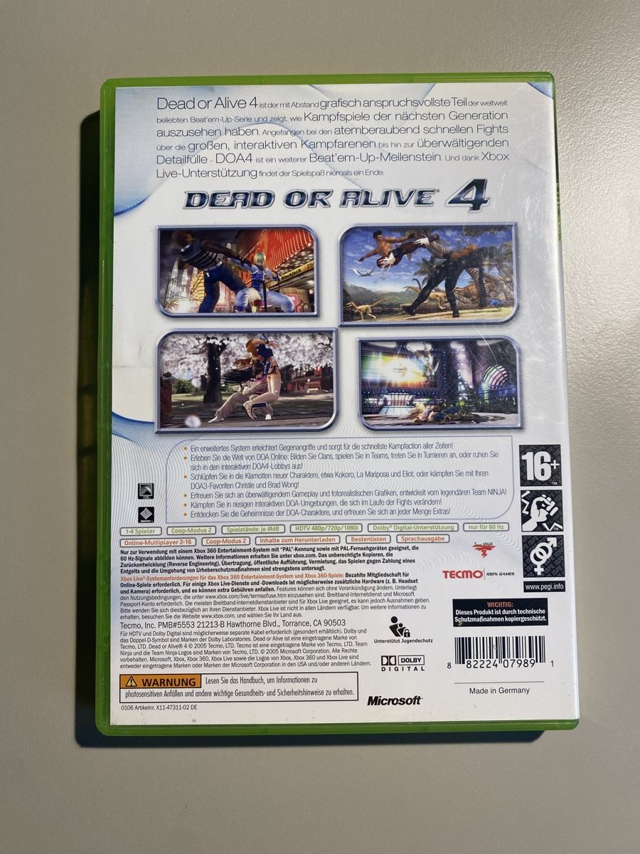 Microsoft Giochi: Dead or Alive 4 für Xbox 360 – Usato da Thunstetten venduto da Virus_33 2