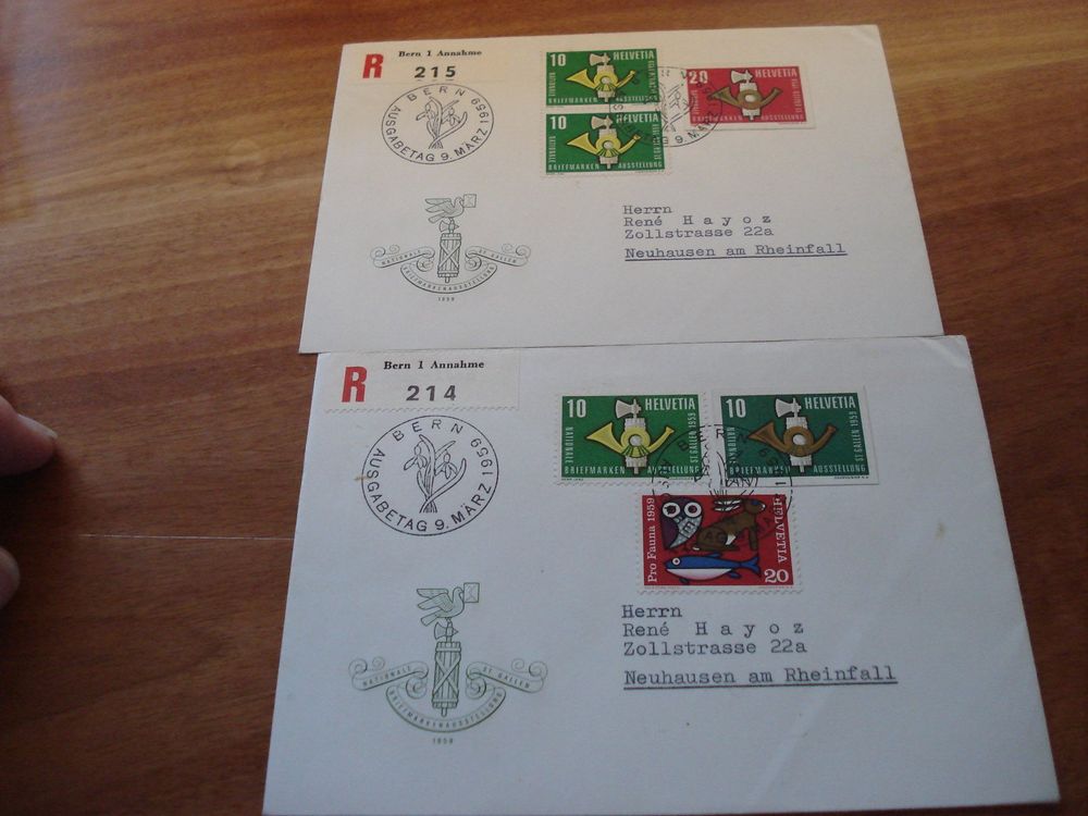 2 FDC 1959, mit Blockausschnitt NABAG St. Gallen (Gebraucht) in ...