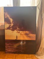 Segelboot Sonnenuntergang, grosses Wandbild, Top Zustand!