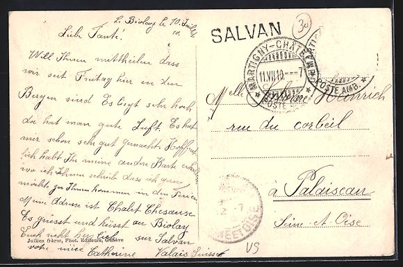 Cartoline postali: Salvan /Valais, Ortsansicht mit Umgebung – Usato da Berlin venduto da bartko-reher 1