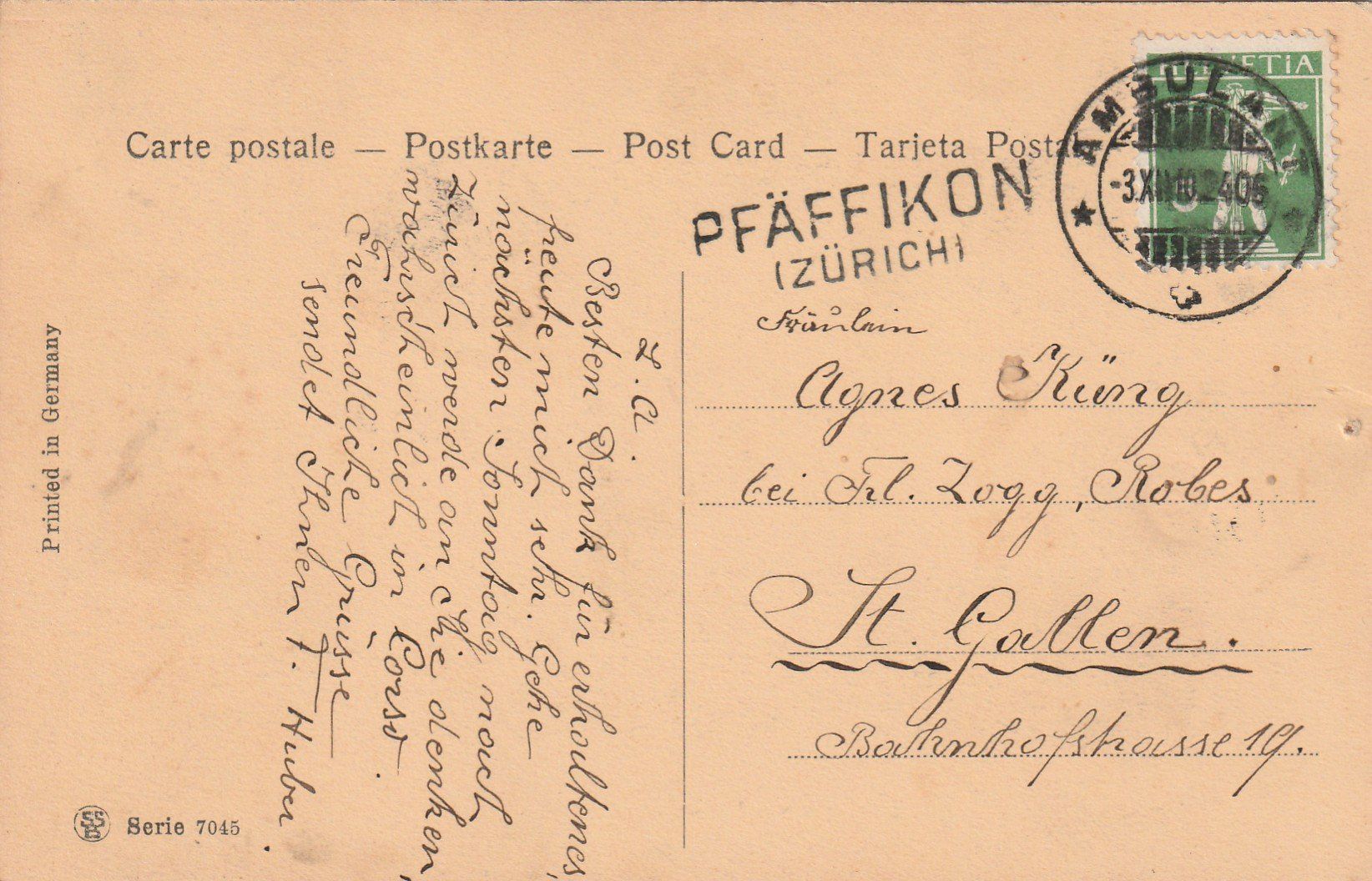 Alle Briefmarken: Stabstempel Pfäffikon auf Ak – Gebraucht aus Rorschacherberg von fratovi2