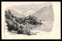 Brienz, Ort und die Alpen im Hintergrund
