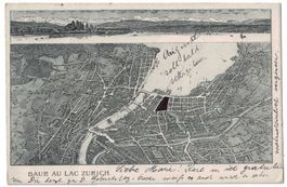 Baur au Lac, Zürich, Werbekarte, gelaufen 1907