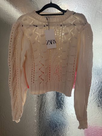 Zara Strickpullover Weiss Gr M Lagenlook Frühling Sommer Neu