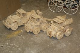 3 Grosse Holzfahrzeug im Set Grösste 53cm,Lastwagen