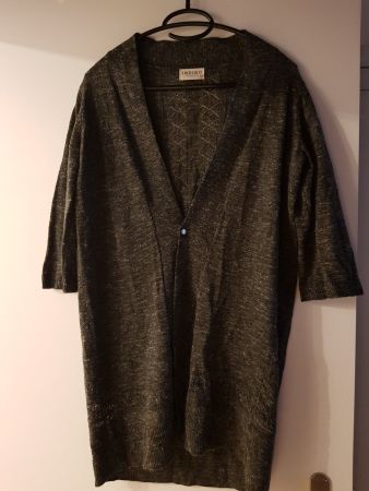 Indigo Collection 3/4 sleeved cardigan, part linen