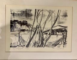 Hans E. Deutsch Druck / Lithographie, Kohlestift Sketch