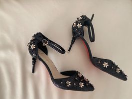 RARITÄT - spezieller Damenpumps mit Décor, nero, 39